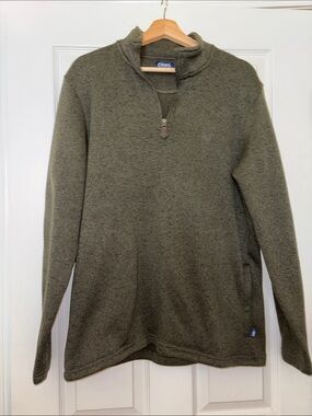 Chaps | Men's Olive Quarter-Zip Fleece Sweater, L